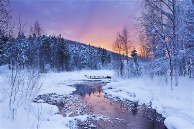 Sonnenaufgang im Winter in der Region Kittilä
